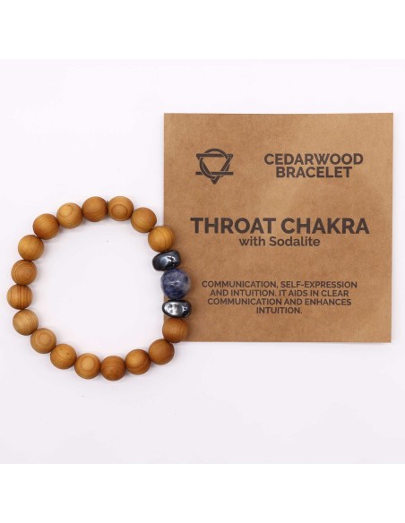 Bracelet cèdre & sodalite – Chakra de la gorge