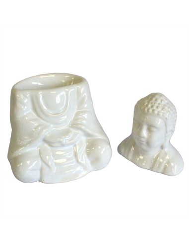 Brûle-parfum Bouddha assis – Blanc zen