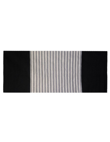 Tapis indien coton 70×170 cm - Noir / Gris