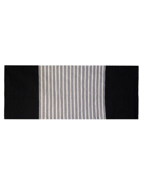 Tapis indien coton 70×170 cm - Noir / Gris