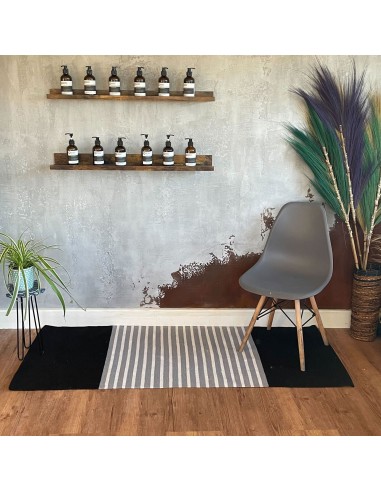 Tapis indien coton 70×170 cm - Noir / Gris