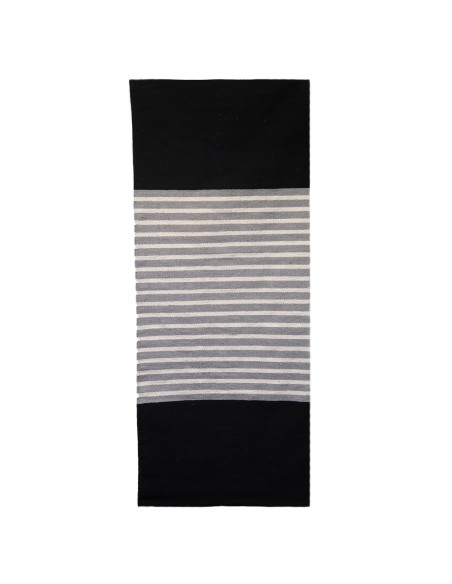 Tapis indien coton 70×170 cm - Noir / Gris