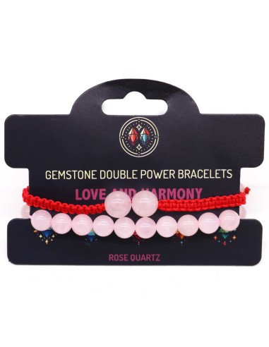 Bracelet double pouvoir en quartz rose – Amour
