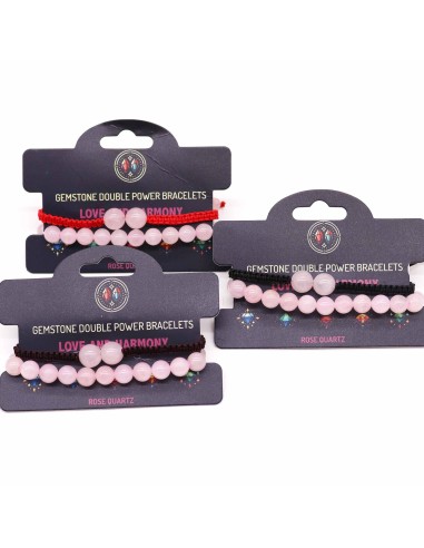 Bracelet double pouvoir en quartz rose – Amour