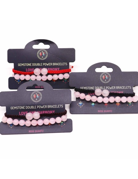 Bracelet double pouvoir en quartz rose – Amour