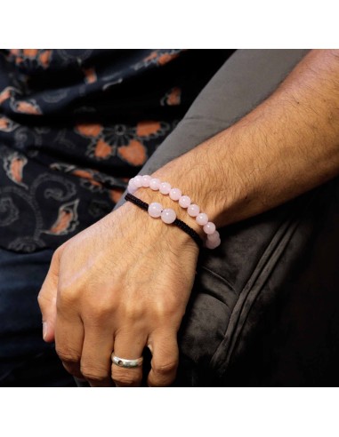 Bracelet double pouvoir en quartz rose – Amour