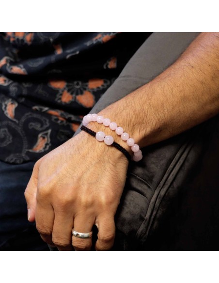 Bracelet double pouvoir en quartz rose – Amour