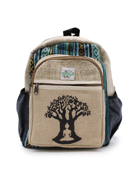 Petit sac à dos en chanvre – Motif Arbre de Bodhi