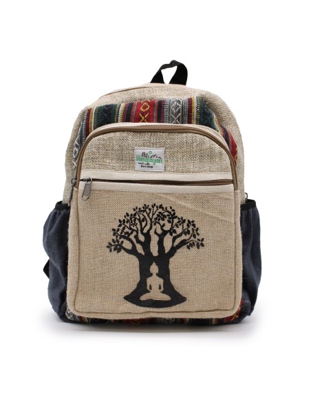 Petit sac à dos en chanvre – Motif Arbre de Bodhi