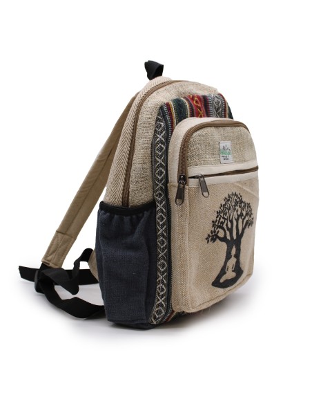 Petit sac à dos en chanvre – Motif Arbre de Bodhi