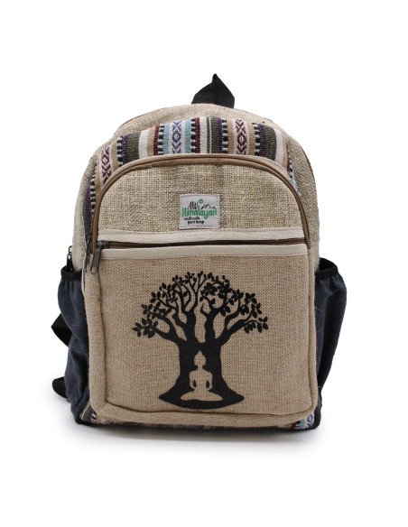 Petit sac à dos en chanvre – Motif Arbre de Bodhi