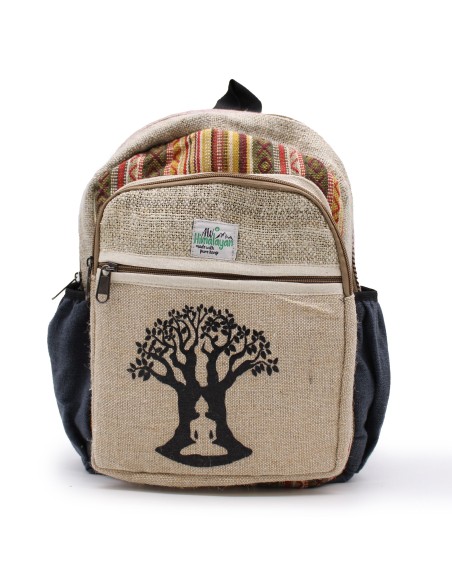 Petit sac à dos en chanvre – Motif Arbre de Bodhi