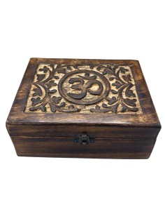 Boîte à souvenirs en bois – Symbole Om gravé