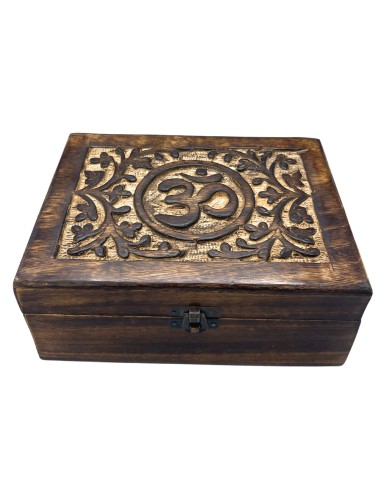 Boîte à souvenirs en bois – Symbole Om gravé