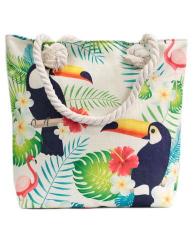 Sac shopper à anses corde – Toucan tropical