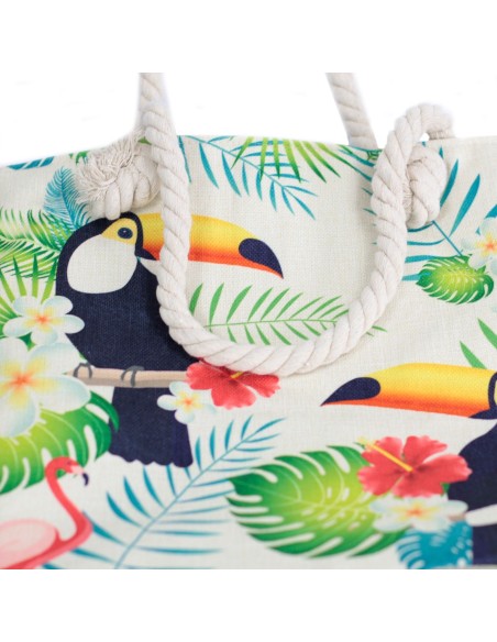 Sac shopper à anses corde – Toucan tropical