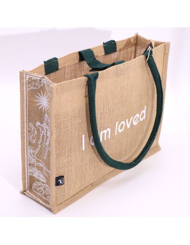Grand sac en jute Hop Hare – «?Je suis aimée?»