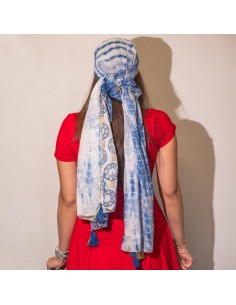 Foulard d’été Nomad Sari – Marbella bleu & or