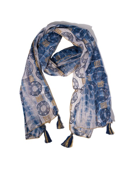 Foulard d’été Nomad Sari – Marbella bleu & or