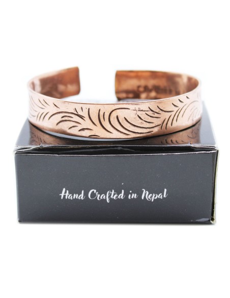 Bracelet tibétain en cuivre – Remous tribaux larges