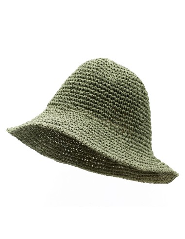Chapeau de soleil nomade en paille flexible – Vert mousse
