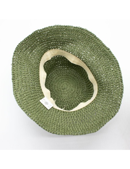 Chapeau de soleil nomade en paille flexible – Vert mousse