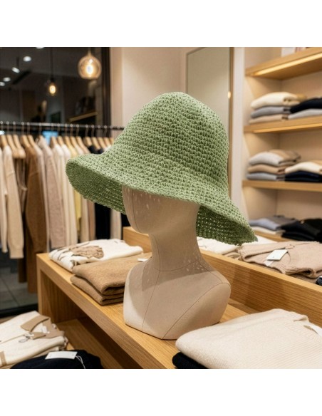 Chapeau de soleil nomade en paille flexible – Vert mousse