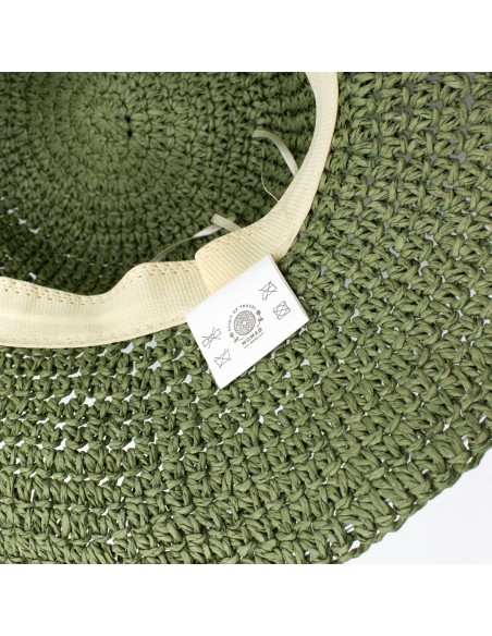 Chapeau de soleil nomade en paille flexible – Vert mousse