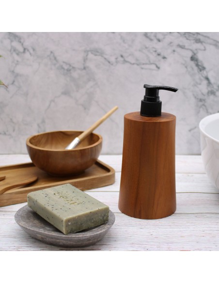 Distributeur de savon en bois de teck – Design épuré