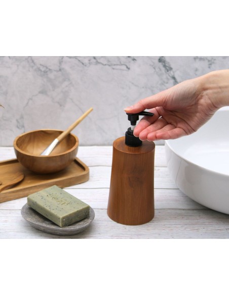 Distributeur de savon en bois de teck – Design épuré