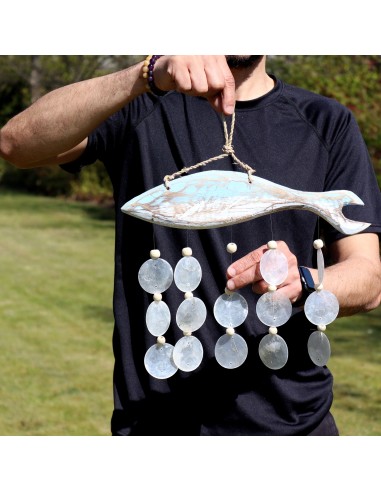 Sculpture poisson bleu lavé avec goutte naturelle 35×28 cm