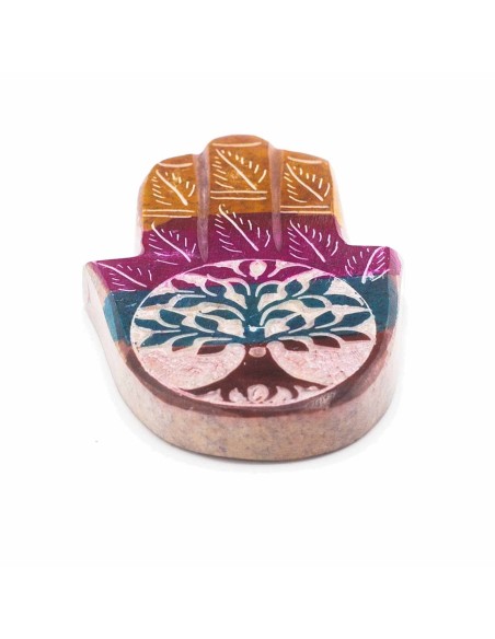 Porte?encens Hamsa en stéatite – Arbre de Vie