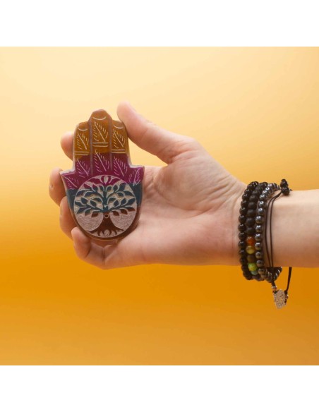 Porte?encens Hamsa en stéatite – Arbre de Vie