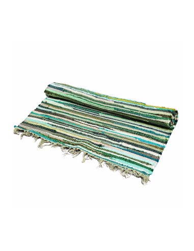 Petit tapis de chiffons premium 50×90 cm - Tons verts naturels