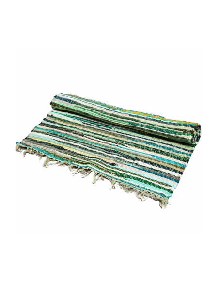 Petit tapis de chiffons premium 50×90 cm - Tons verts naturels