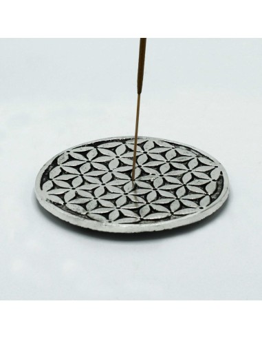 Porte?encens Fleur de Vie – Aluminium poli