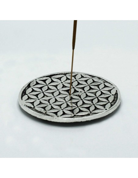 Porte?encens Fleur de Vie – Aluminium poli