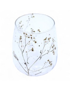 Photophore en verre floral naturel – Marguerite