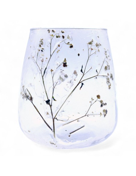 Photophore en verre floral naturel – Marguerite