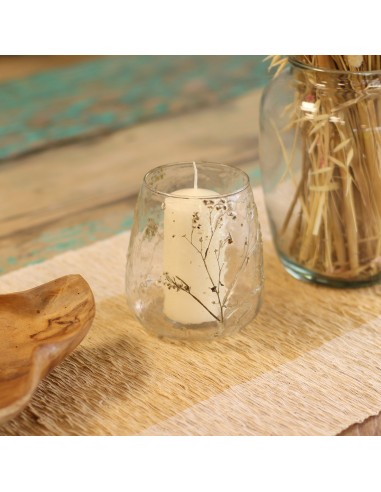 Photophore en verre floral naturel – Marguerite