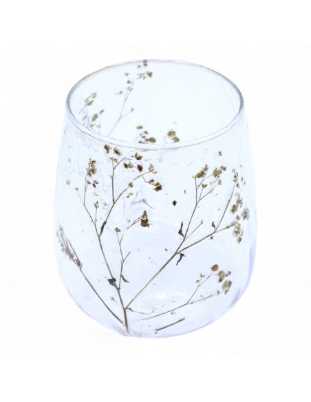 Photophore en verre floral naturel – Marguerite