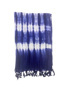 Étole Boho Java Art – Rayures indigo