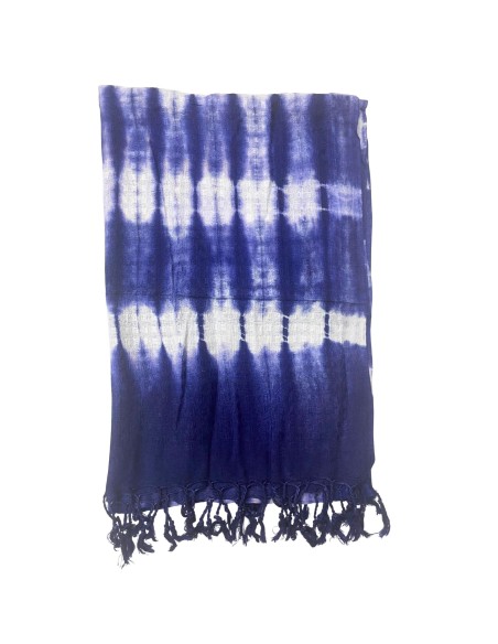 Étole Boho Java Art – Rayures indigo