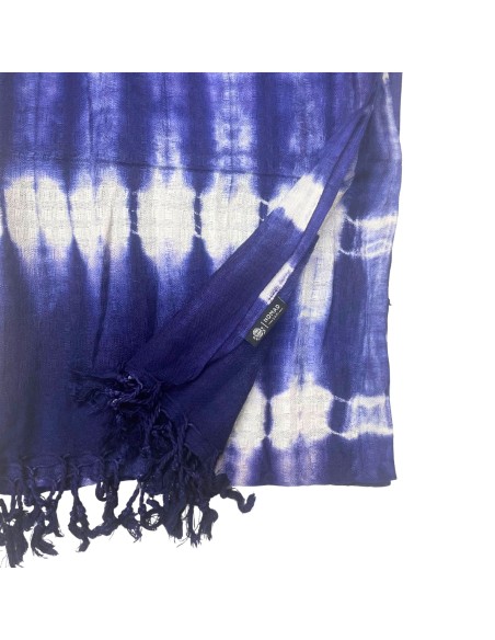 Étole Boho Java Art – Rayures indigo