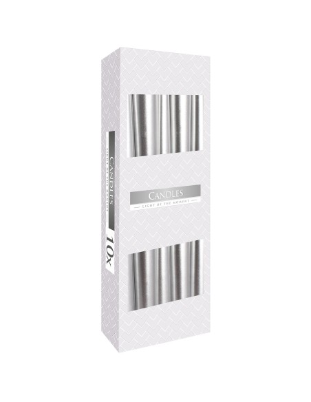 Bougies coniques – Argent métallique