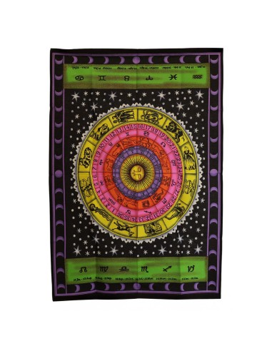 Tapisserie murale coton 70×110 cm - Zodiaque coloré