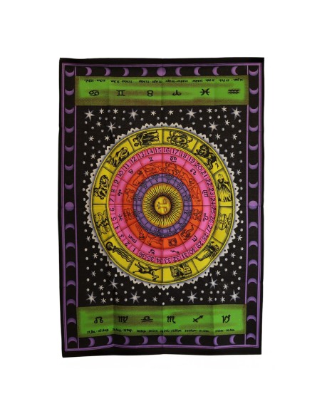 Tapisserie murale coton 70×110 cm - Zodiaque coloré