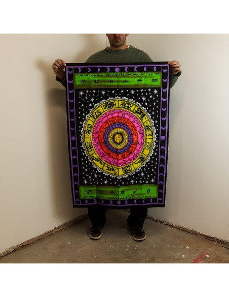 Tapisserie murale coton 70×110 cm - Zodiaque coloré