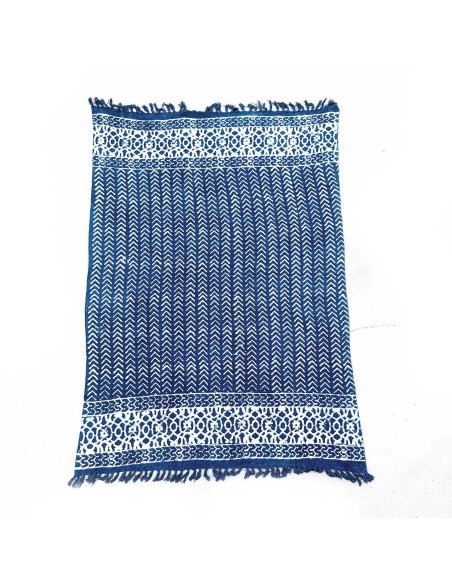 Plaid indigo fait main 170×120 cm - Flèches Seedha