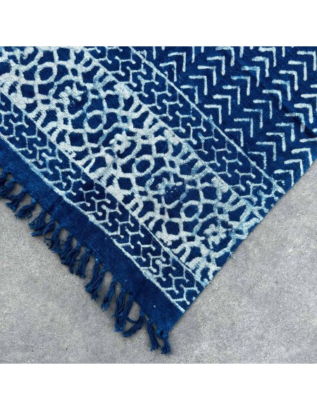 Plaid indigo fait main 170×120 cm - Flèches Seedha